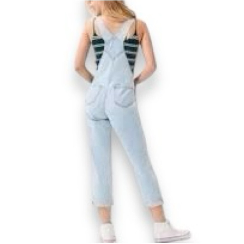 PACSUN Light Wash Distressed Relaxed Fit Overall Suspenders